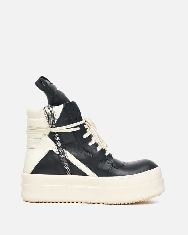 靴 Rick Owens mega bumper geo basket Mega Bumper Geobasket in Black/Milk | Garmentory