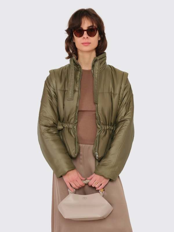 Ganni Shiny Quilt Vest Jacket - Kalamata | Garmentory