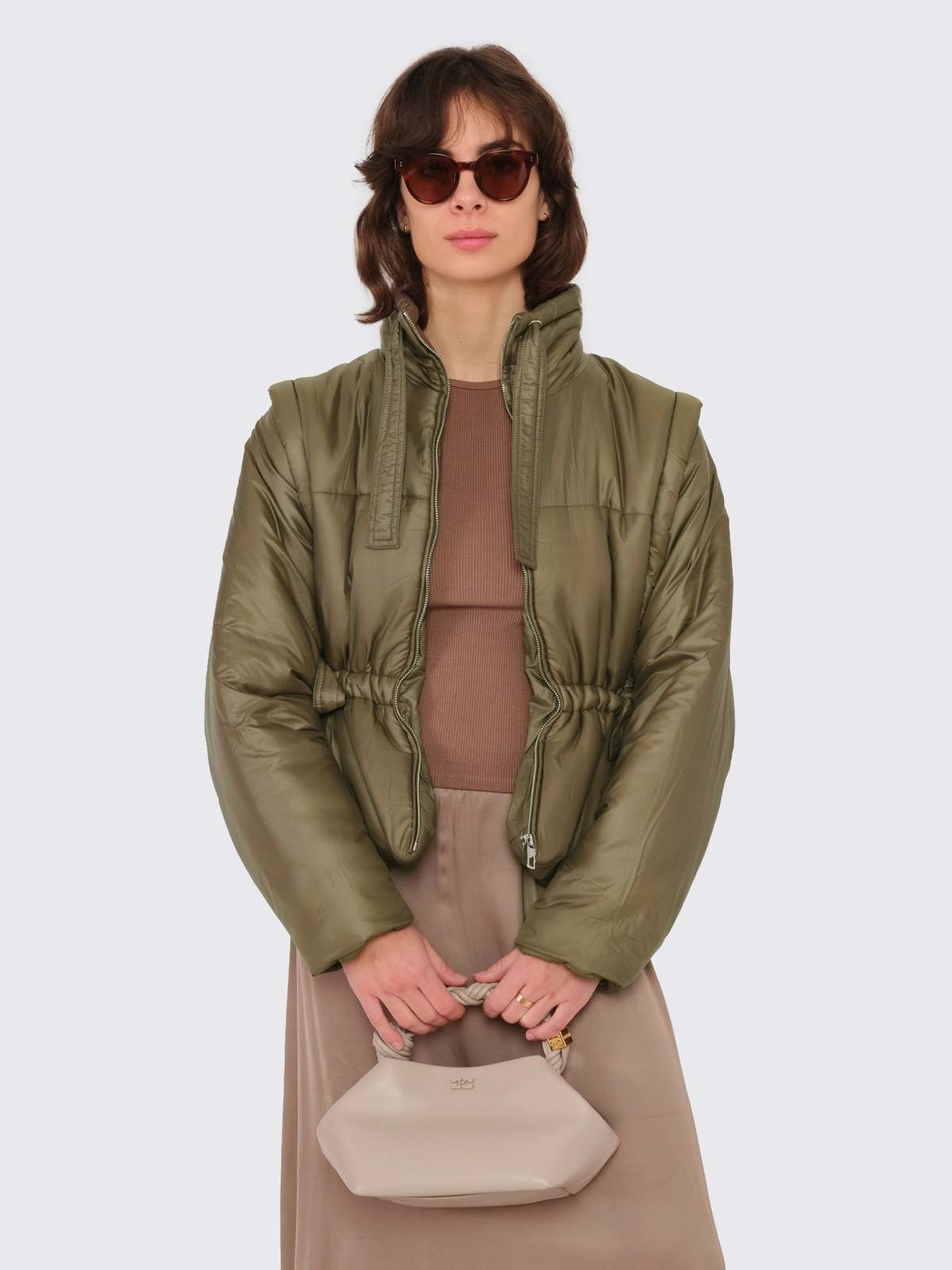 Ganni Shiny Quilt Vest Jacket - Kalamata | Garmentory