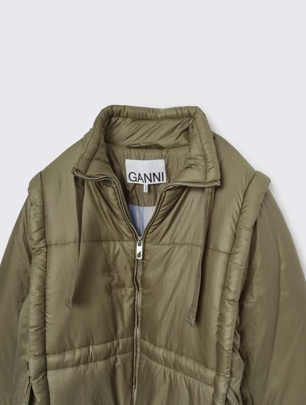 Ganni Shiny Quilt Vest Jacket - Kalamata | Garmentory