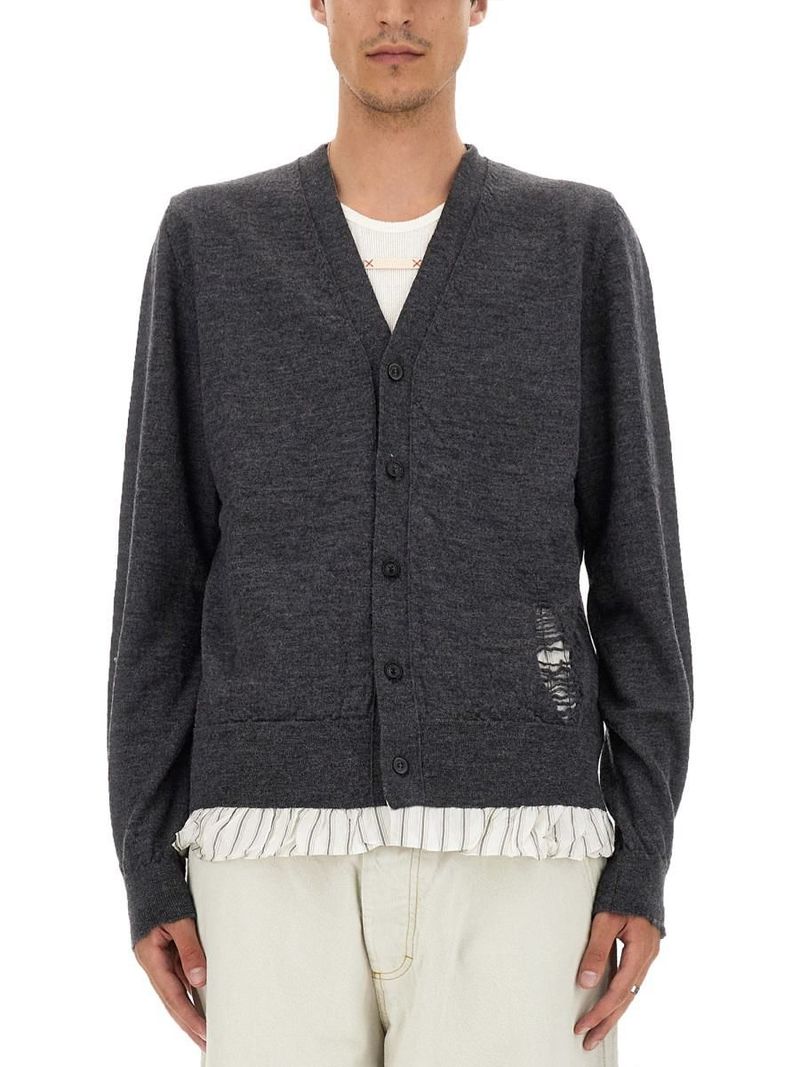 Maison Margiela DISTRESSED CARDIGAN - Grey | Garmentory