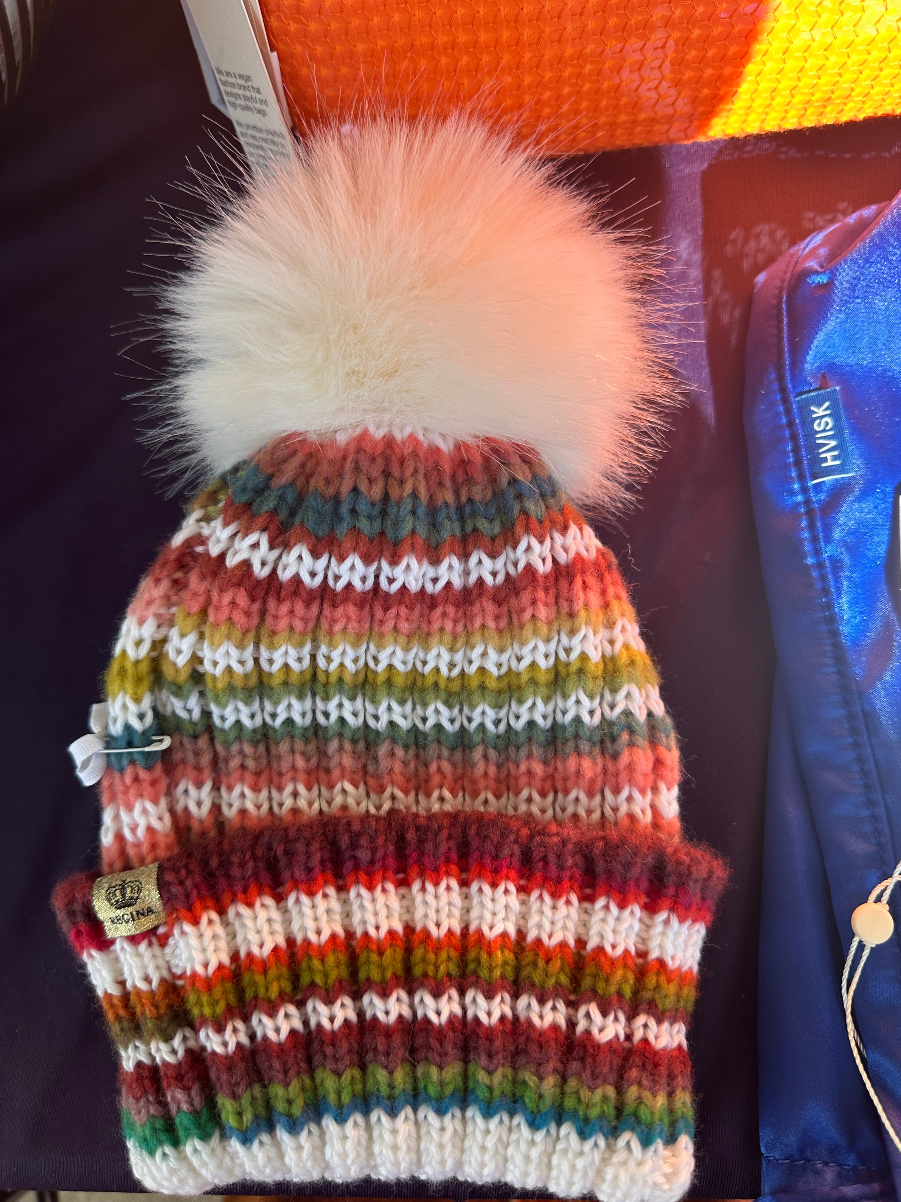 Regina girl’s cashmere real fur pom beanie hat regina Pom-Pom Winter Hats | Garmentory main image 3