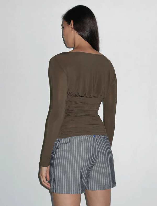 パロマウール Paloma Wool Lil セミシアー ドレープ 長袖トップス Paloma Wool Lil Top - Brown | Garmentory