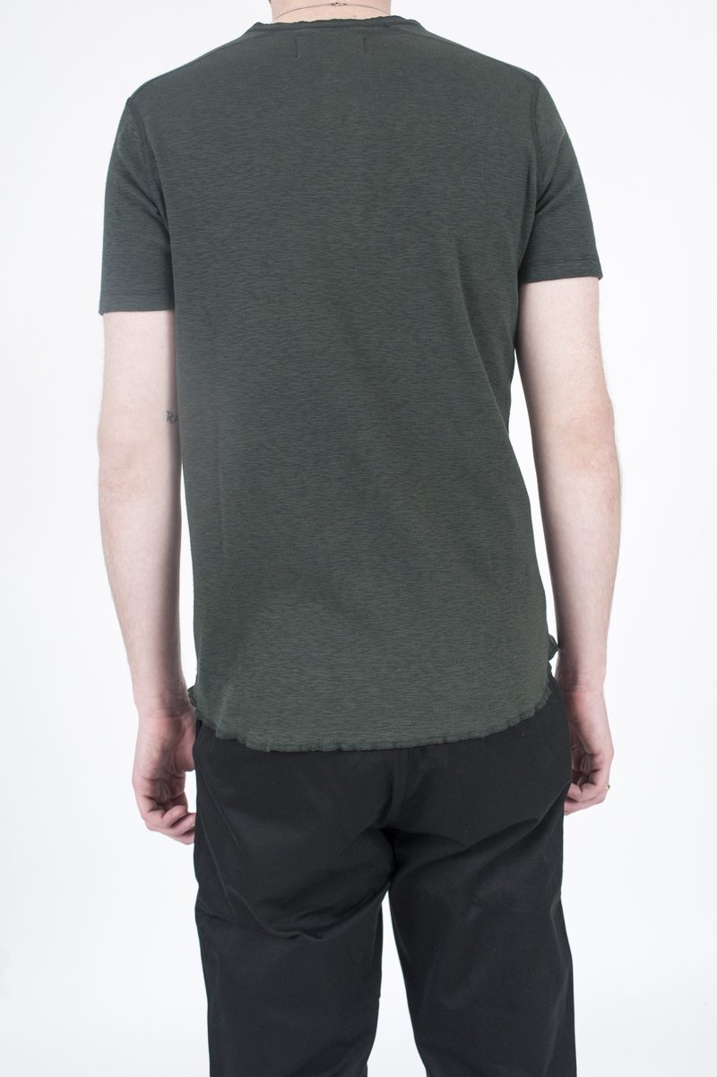 Wings + Horns 1x1 Slub Short-Sleeve Henley Jungle Green