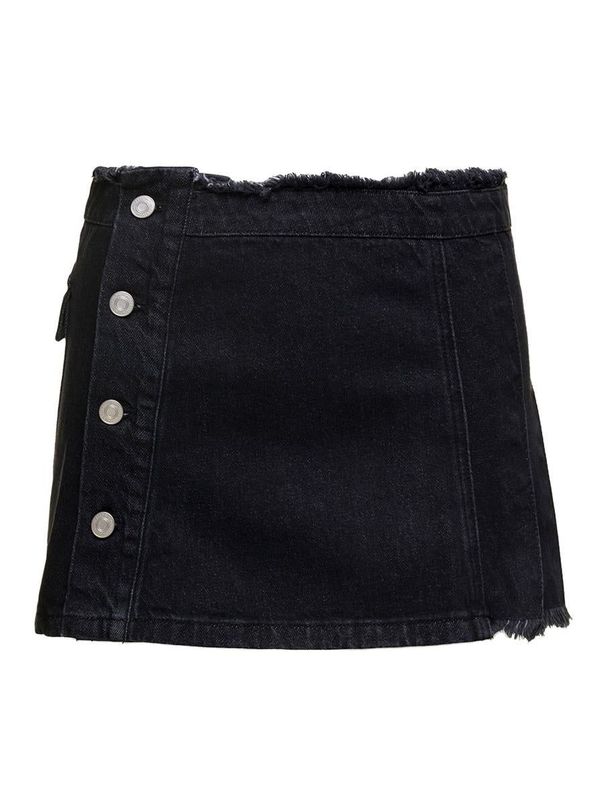 Pleated Denim Mini Skirt in Gray Black main image 1