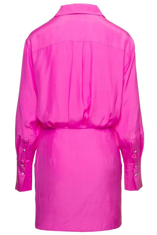 Naha' Draped Shirt Mini Hot Pink Dress in Silk Woman Gauge81 | Garmentory