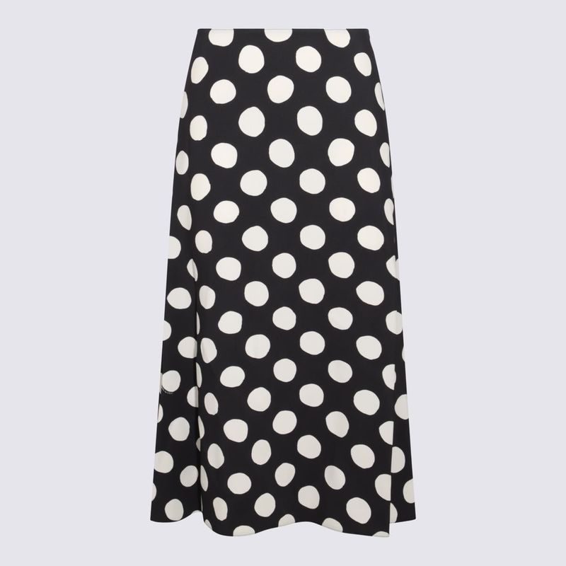 MARNI BLACK AND WHITE VISCOSE POLKA DOTS SKIRT | Garmentory