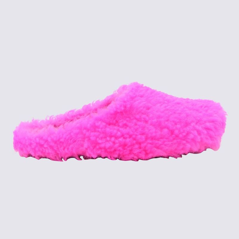 MARNI HOT PINK LEATHER SLIDES | Garmentory