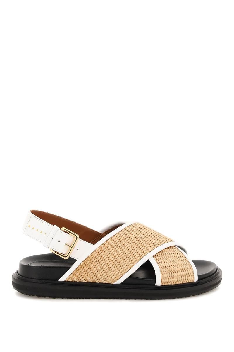 Marni leather and raffia fussbett sandals | Garmentory