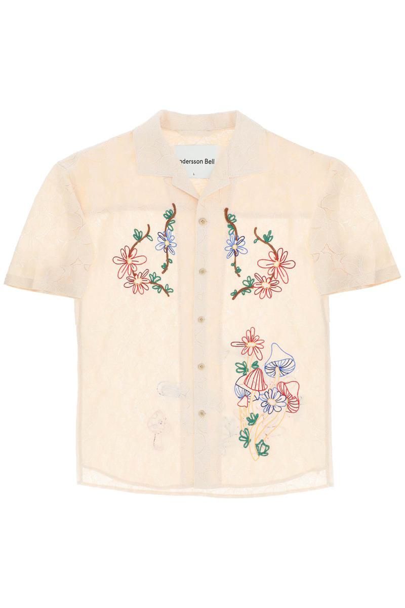 Andersson bell lace shirt featuring embroidered flowers and