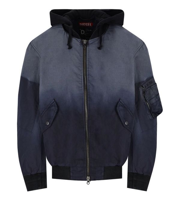 DIESEL J-COMMON BLUE GREY HOODED BOMBER JACKET | Garmentory