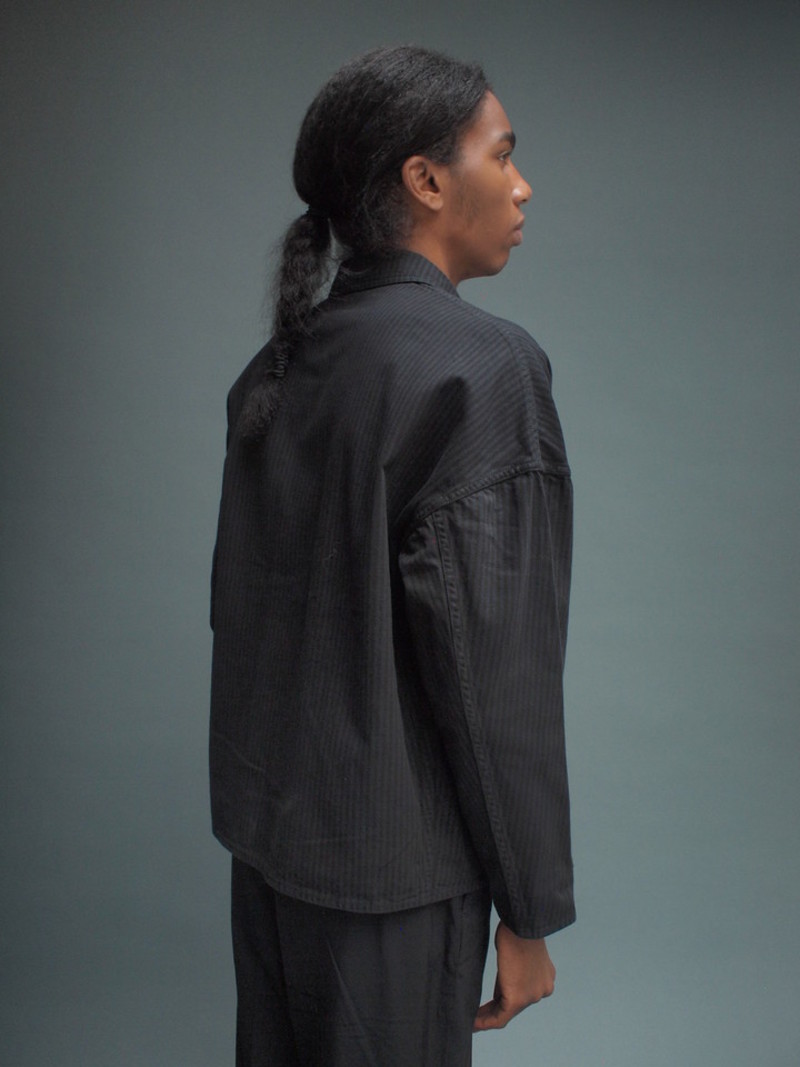 THE MEDIUM STRIPED WASHED COTTON THREE POCKET JACKET