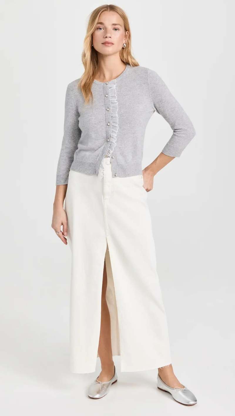 Autumn Cashmere Cardigan W/ Lace Trimmed Placket