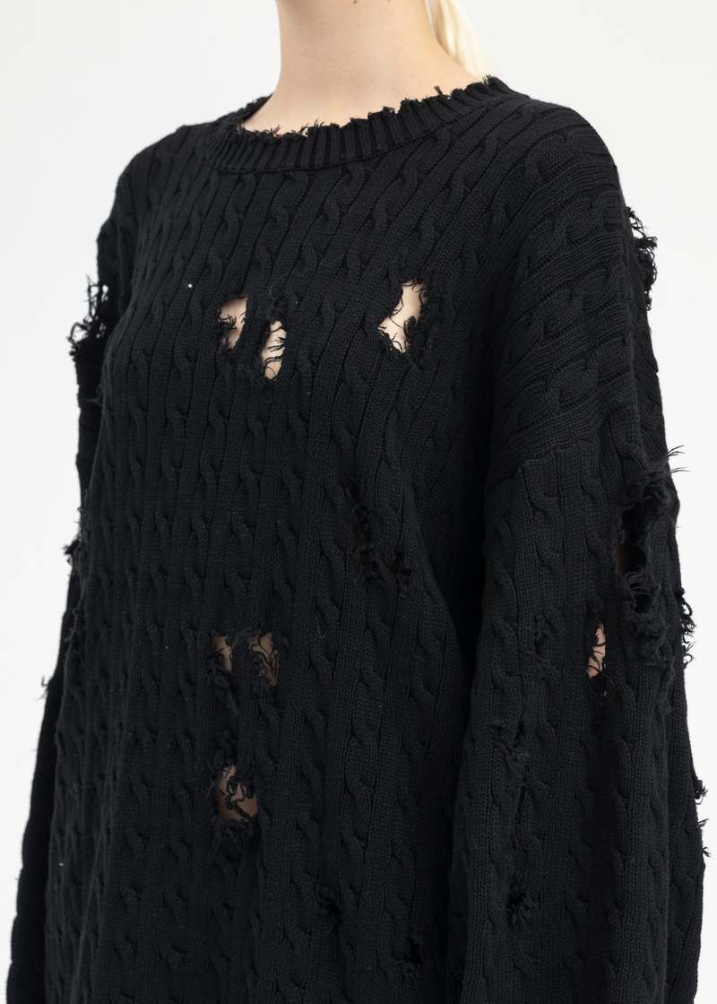 トップス DISCOVERED/(U)CABLE DAMAGE KNIT DISCOVERED BLACK CABLE DAMAGE KNIT - Black | Garmentory