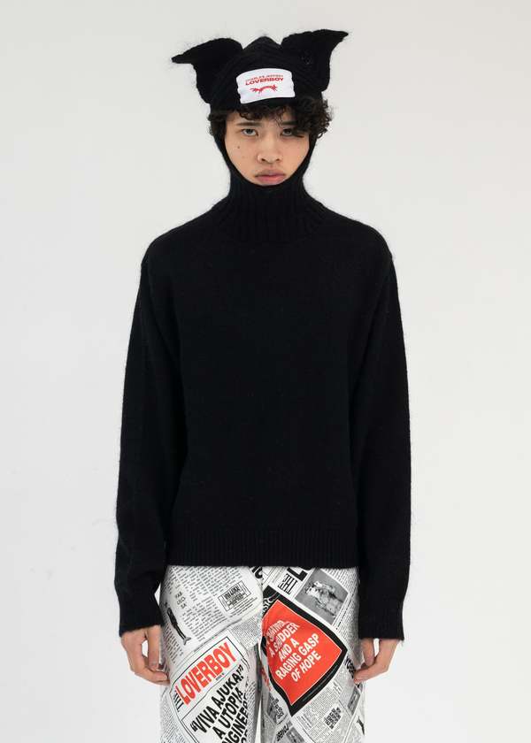 Charles Jeffrey Ears Balaclava Jumper - Black | Garmentory