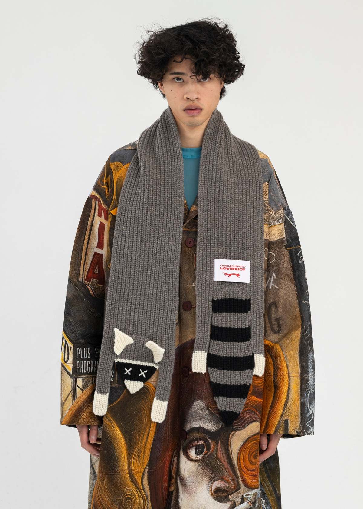 ［Charles Jeffrey LOVERBOY］MOHAIR SCARF RACCOON-ANIMAL-SCARF-