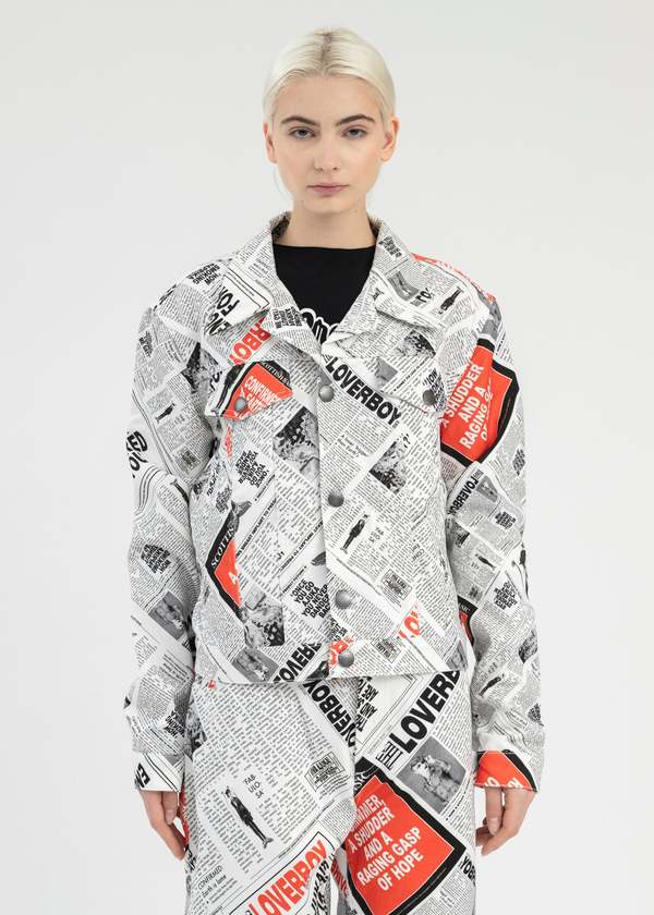 Charles Jeffrey RGB NEWSPAPER ART DENIM JACKET Multi Garmentory