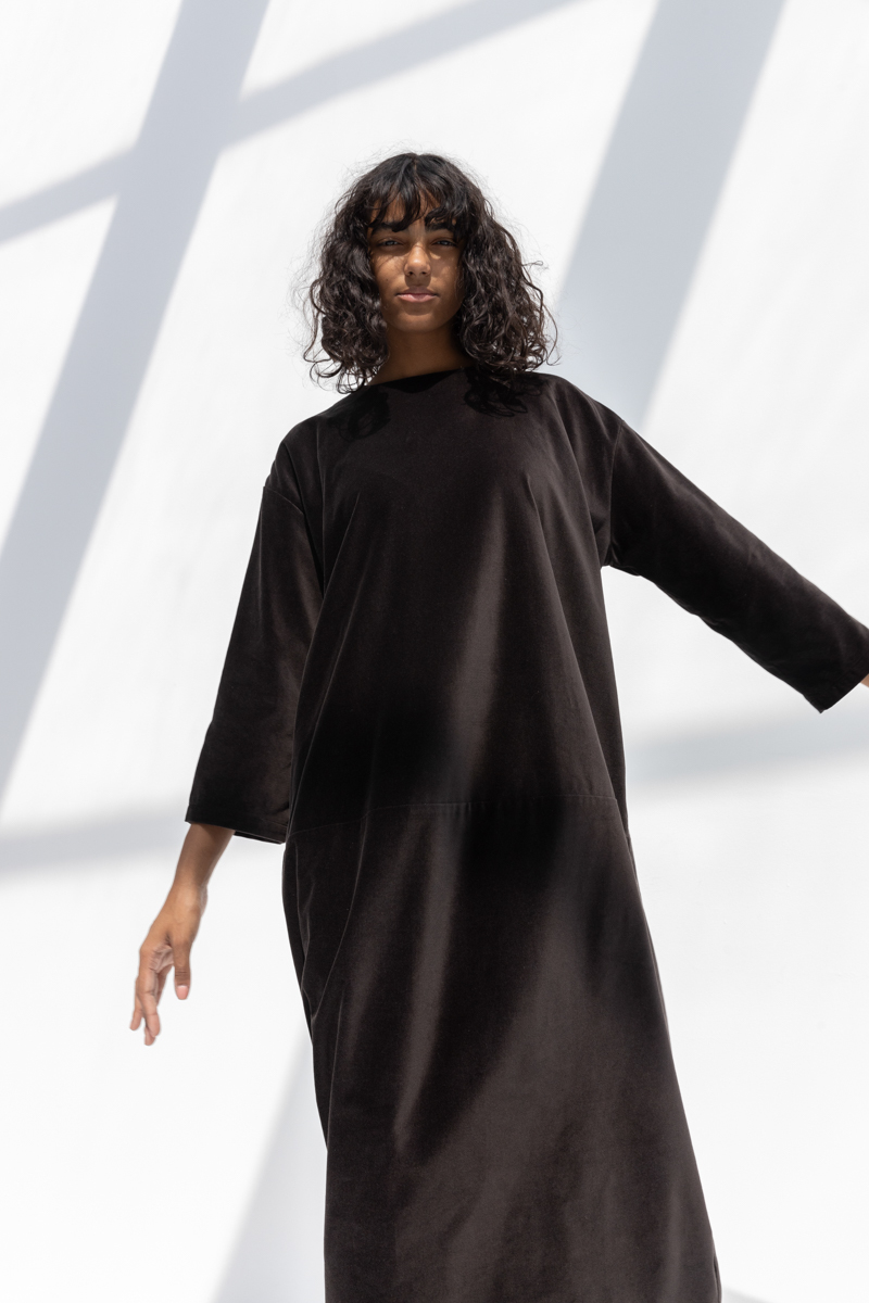 Black Crane Long Bud Dress - Sumi Black Black Crane Long Bud Dress - Sumi Black