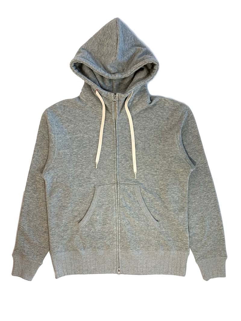 【SATIIIZ】Woseul Pigment Nylon Sweatshirt Velva Sheen Loopwheeler Tubular Zip Hoodie - Heather Grey