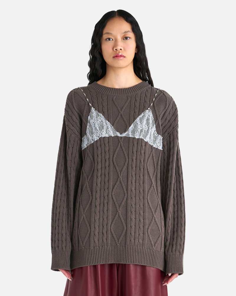 ANDERSSON BELL Tess Lace on Boyfriend-Fit Knit Sweater