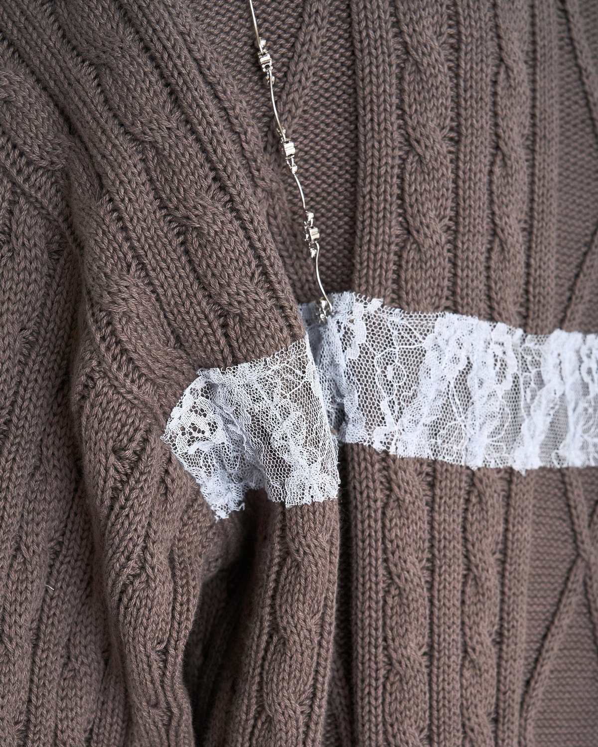 ANDERSSON BELL Tess Lace on Boyfriend-Fit Knit Sweater