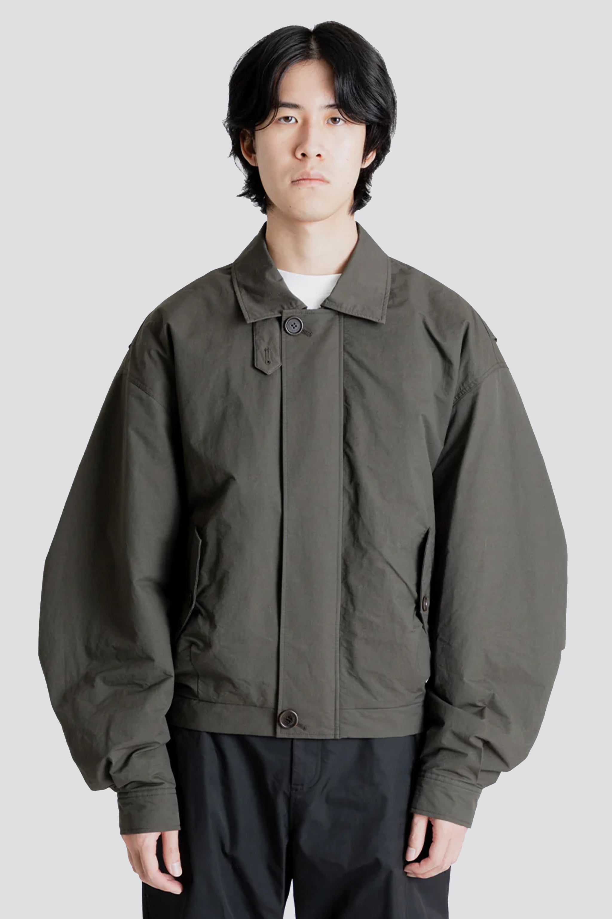 Amomento Padded Cotton Nylon Jumper in Dark Brown | Wallace