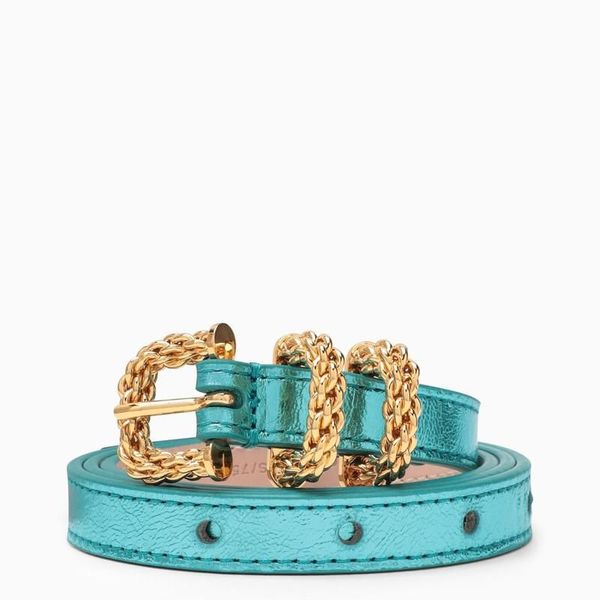 Belt - By Far - Leather - Blue BY FAR Duo Denim Leather Belt | Neiman Marcus main image 4