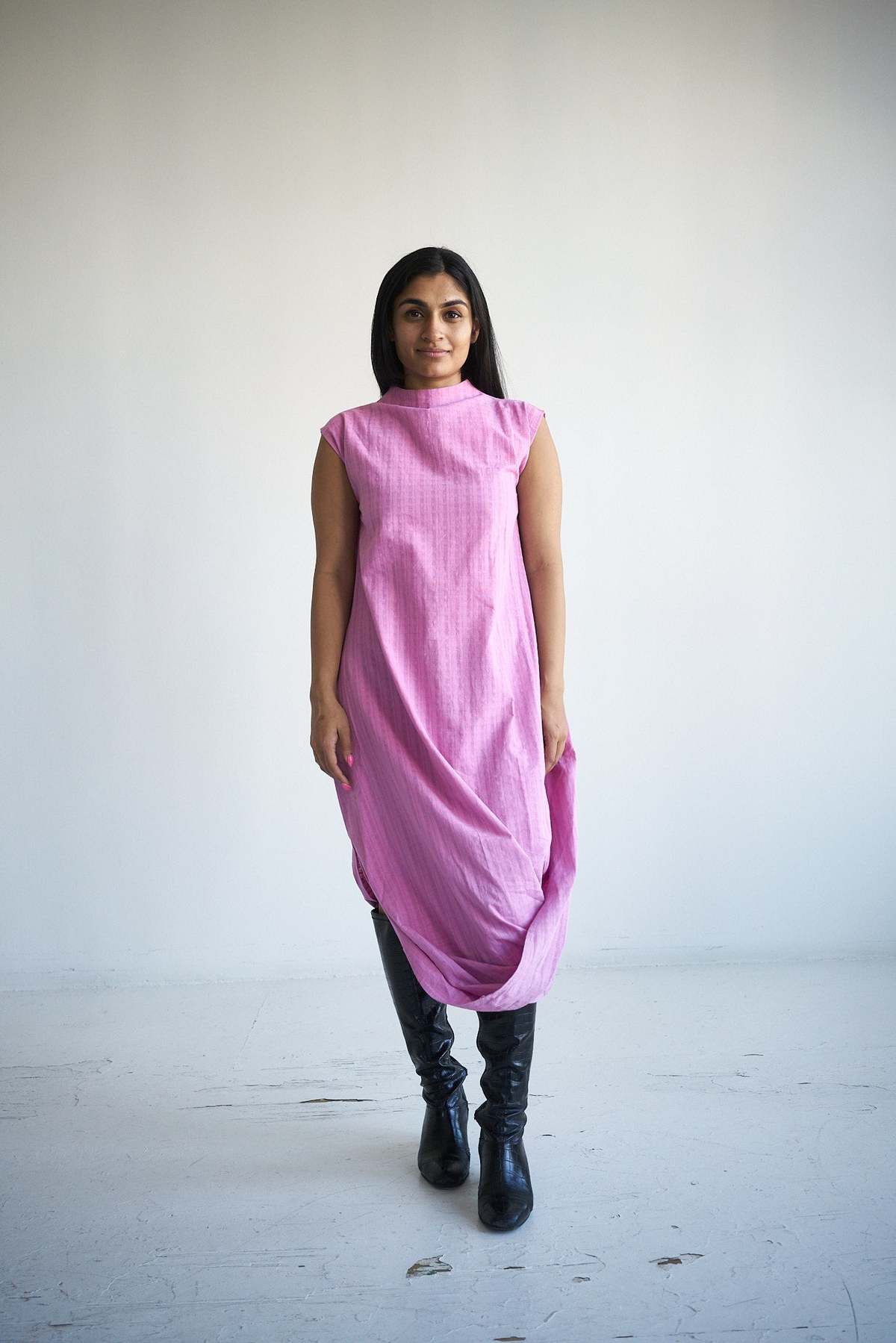RUJUTA SHETH Marlo Draped Dress - Dusty Rose | Garmentory