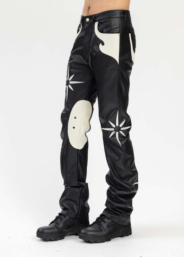 KUSIKOHC RIDER FAUX LEATHER PANTS訳アリ KUSIKOHC KSK FLOWER RIDER FAUX LEATHER PANTS - BLACK | Garmentory
