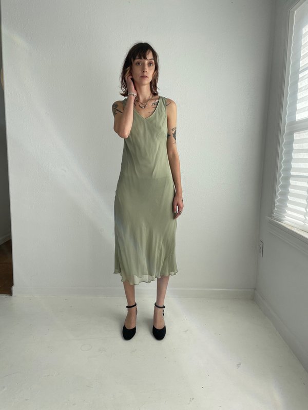 Silk Sage Slip Dress | Garmentory