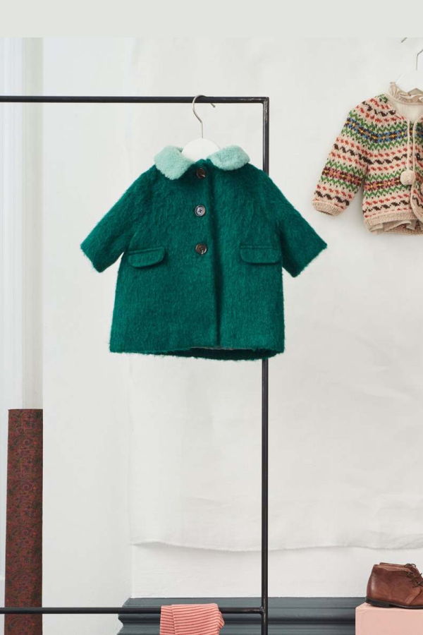 kids Caramel FLAMINGO BABY COAT - EMERALD GREEN