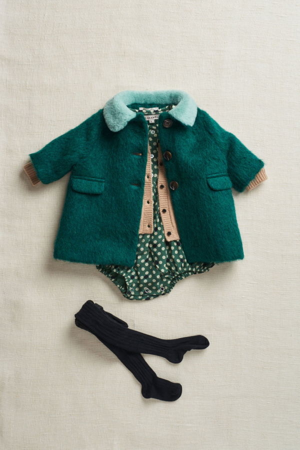 kids Caramel FLAMINGO BABY COAT - EMERALD GREEN