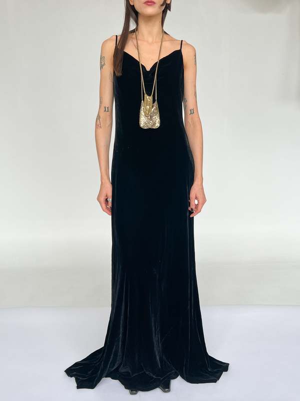 Vintage Ralph Lauren Silk Velvet Dress | Garmentory
