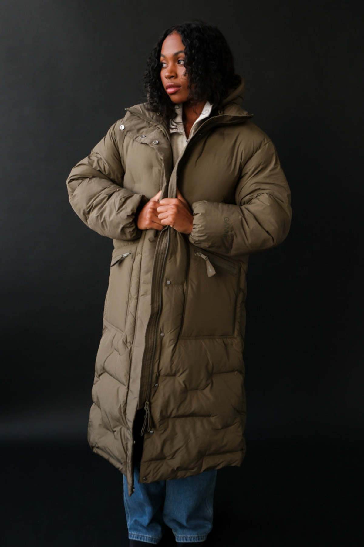 Ganni SOFT PUFFER OVERSIZED COAT - KALAMATA | Garmentory