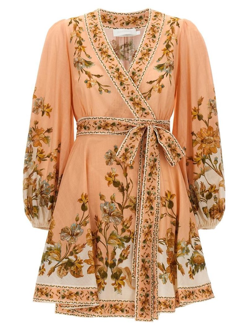 knee length dresses for ladies Zimmermann - Chintz Wrap Midi Dress (Size 12) – Goldie's