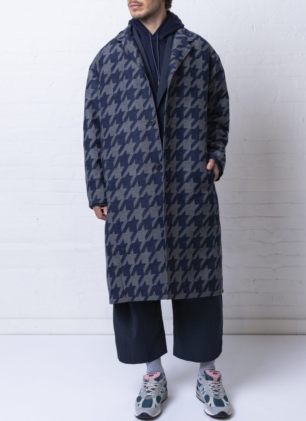 Grei. Relaxed Overcoat - Midnight Blue Two-tone Check - Image 1 of 3
