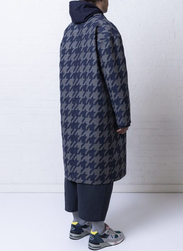 Grei. Relaxed Overcoat - Midnight Blue Two-tone Check