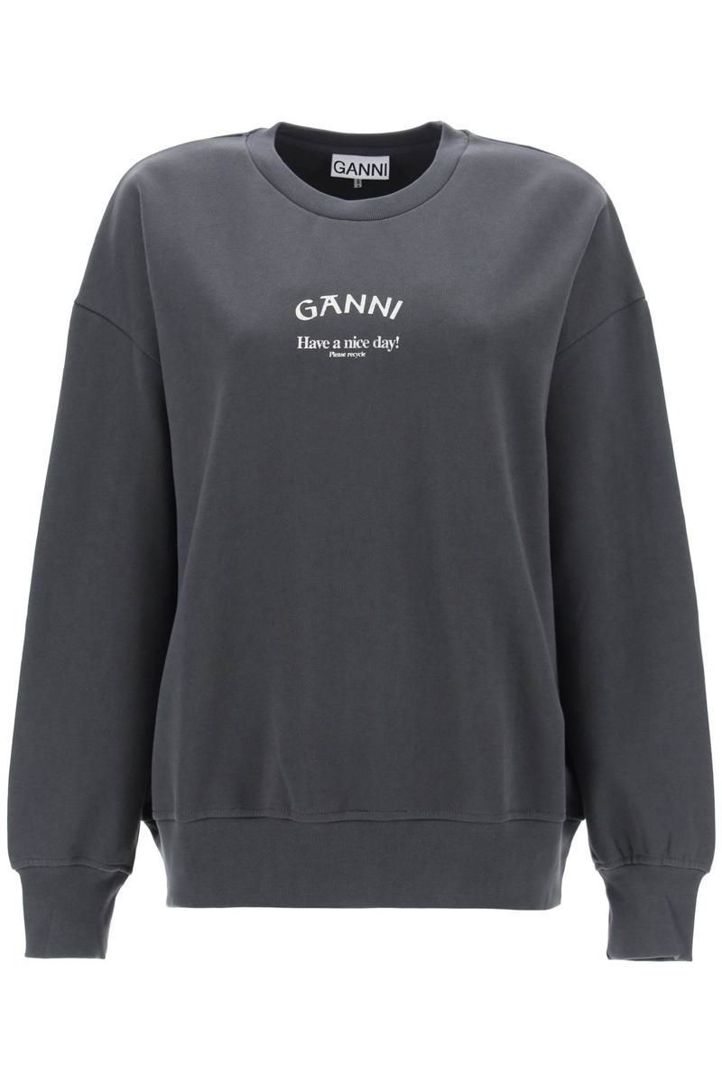 Ganni Oversized Sweatshirt With Logo Print Garmentory