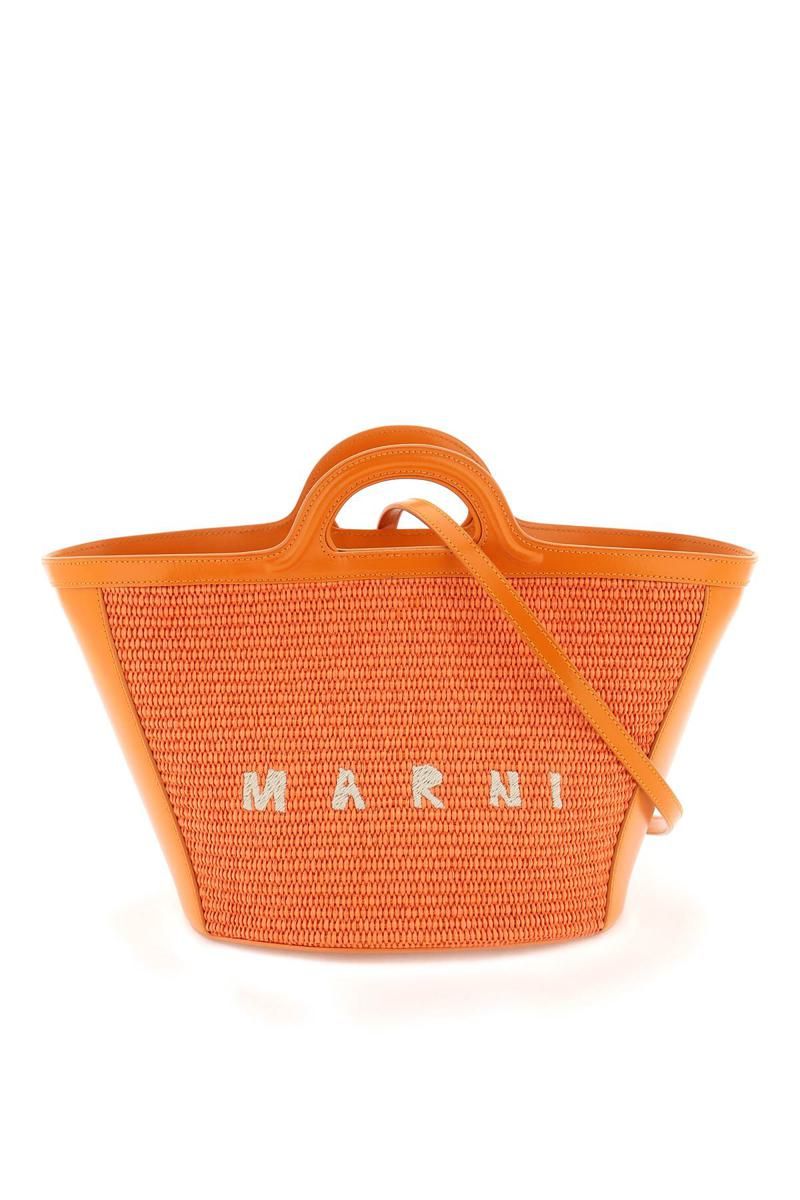 関税・送料込 MARNI Leather small tropicalia bucket バッグ Tropicalia Small Bucket Bag in brown leather and raffia