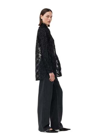 Sue【GANNI】　Ribbon tulle shirts Ganni Ribbon Tulle Ragland Shirt - Black | Garmentory