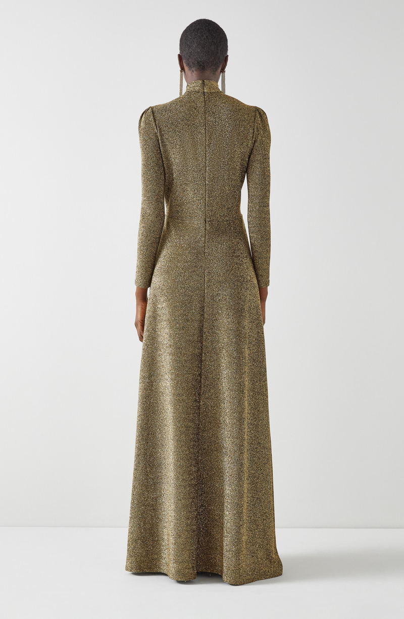 green emerald velvet dress BRAND NEW LK BENNETT BIANCO GOLD METALLIC SPECIAL OCCASION MIDI DRESS   Whispers Dress Agency