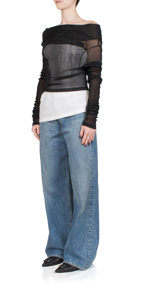 MM6 Maison Margiela Layered Long Sleeve Top - Black/White | Garmentory