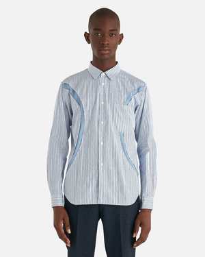 Comme des Garcons Homme Deux Stripe Printed Shirt - Blue | Garmentory