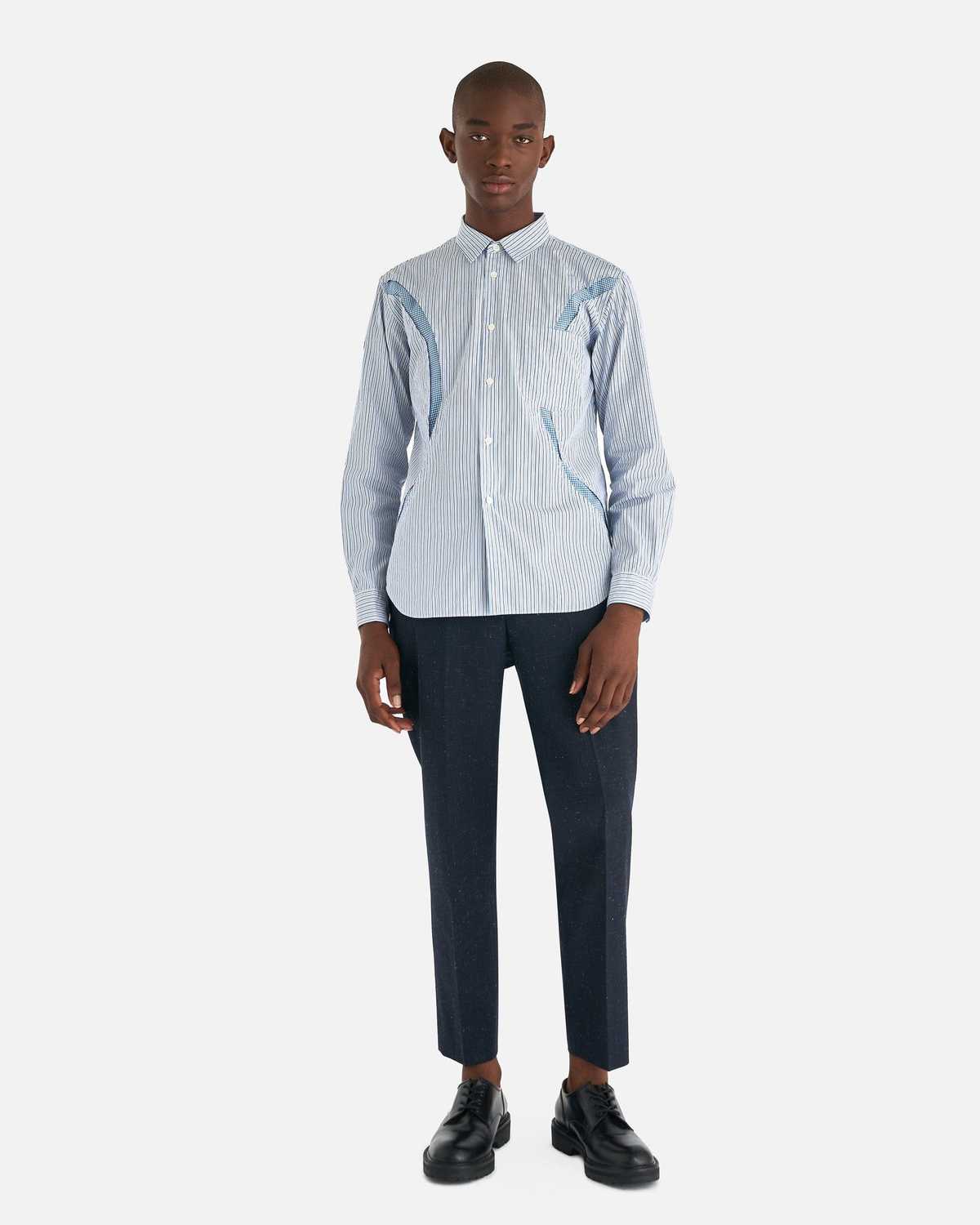 Comme des Garcons Homme Deux Stripe Printed Shirt - Blue | Garmentory Comme des Garcons Homme Deux Stripe Printed Shirt - Blue | Garmentory