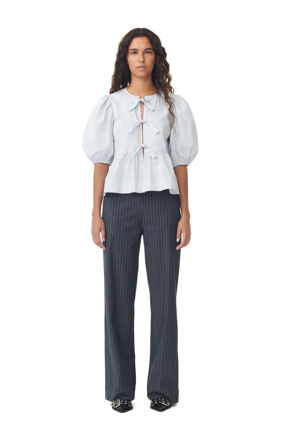 Stretch-Stripe-Mid-Waist-Pants