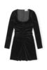 Ganni Velvet Jersey Mini Dress - Black - Thumbnail 5