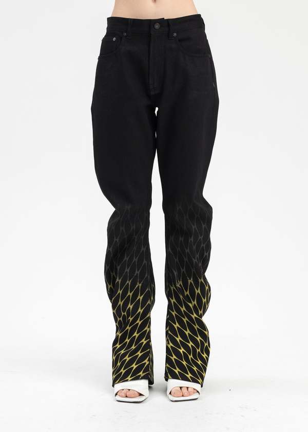 BLACK CHAIN PRINT DENIM PANTS Garmentory