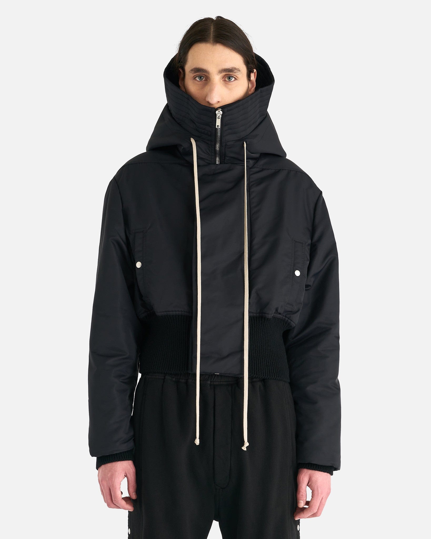 Rick Owens Cropped Alice Bomber - Black | Garmentory