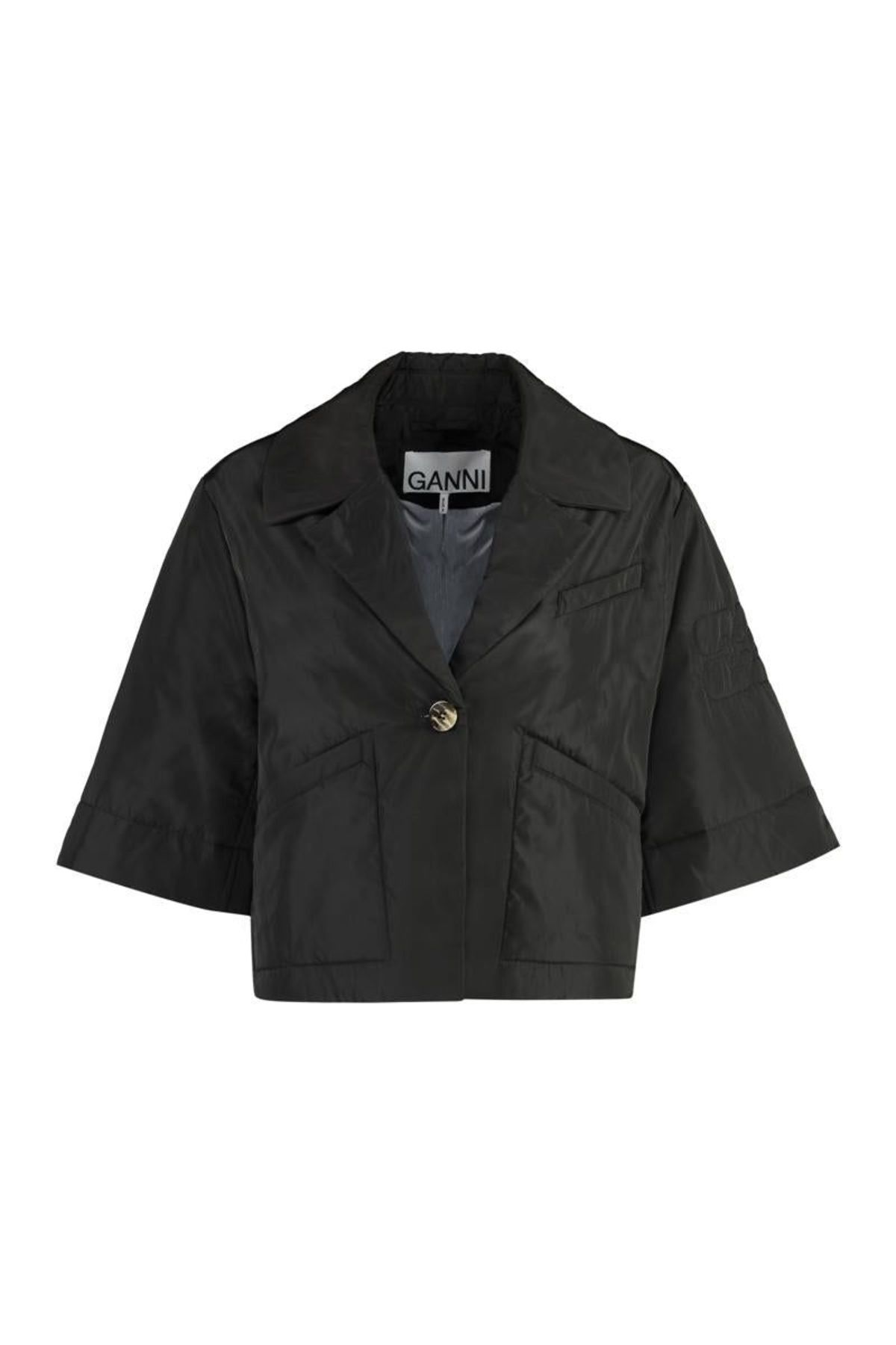 Ganni Black Nylon Coat main image 0