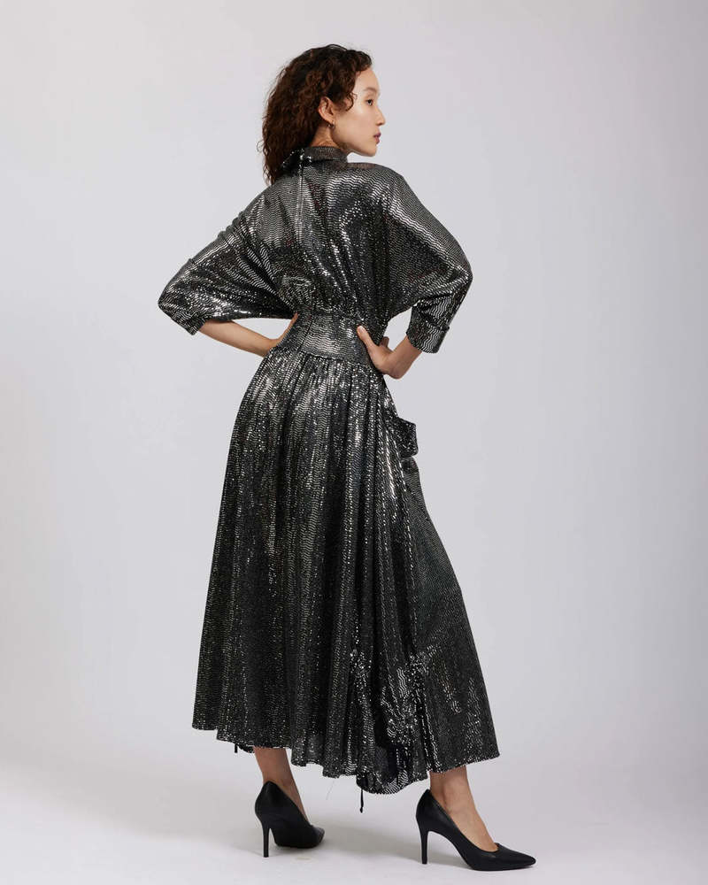 BATSHEVA Goldie Dress - Silver Sequin
